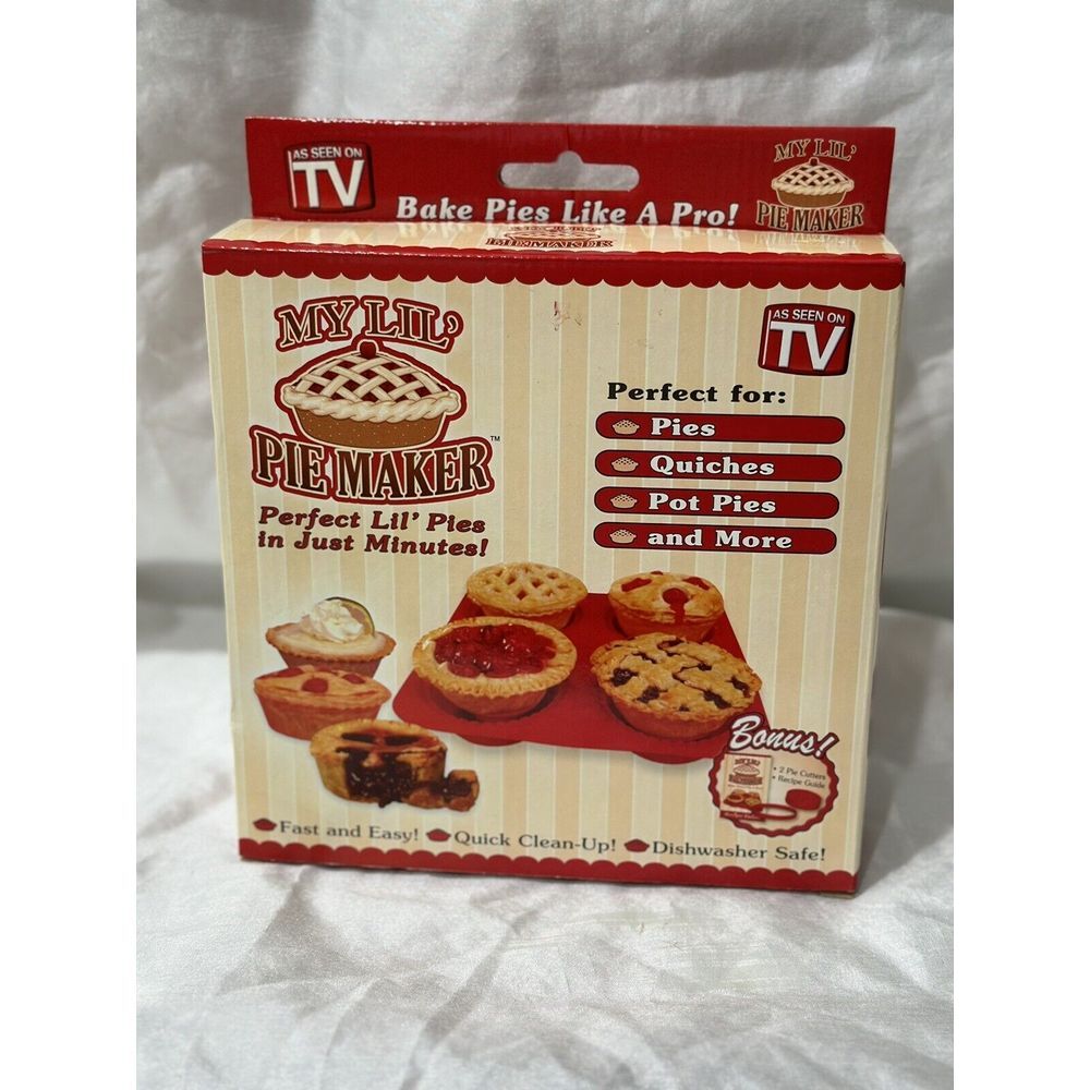 NEW My Lil' Pie Maker As Seen on TV Quiches Desserts Bonus Pie Cutters Recipes
